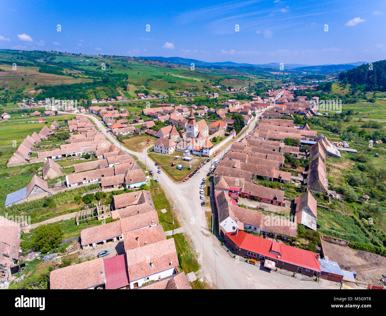 Archita Saxon Village Transylvania Romania aerial view Stock Photo