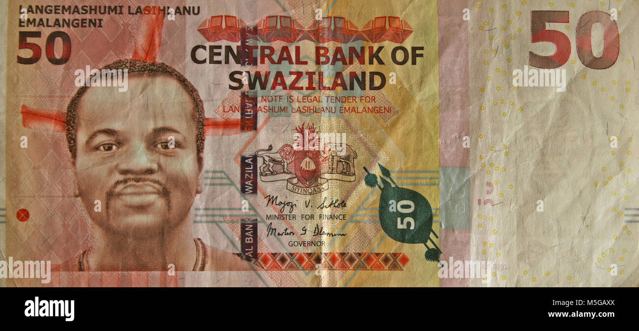 50 Swazi lilangeni banknote, obverse side Stock Photo