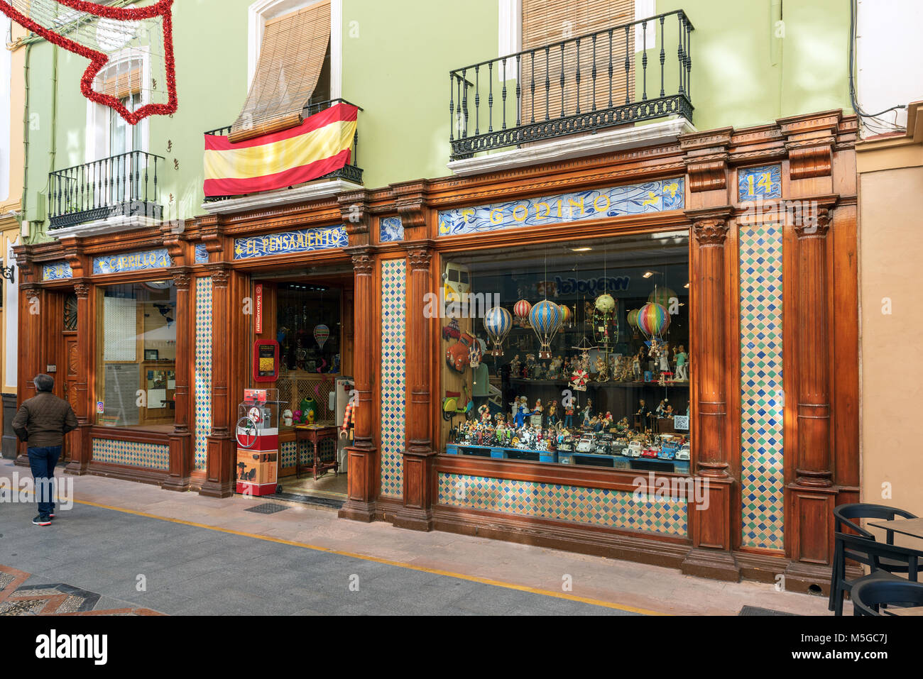 RONDA, SPAIN DECEMBER 2017 Spanish toy store exterior Stock Photo