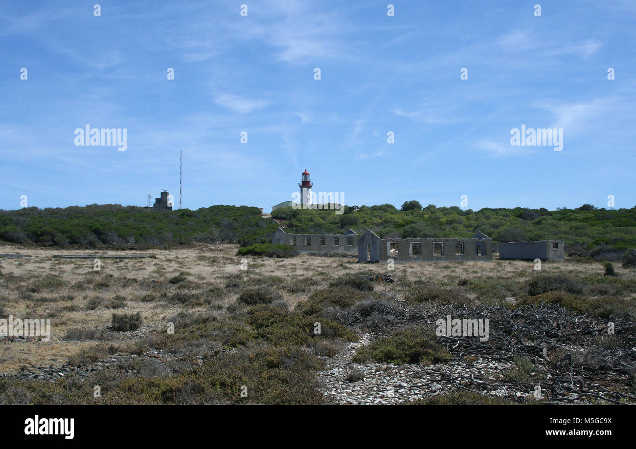 Lighthouse on top of Minto Hill, Robben Island, Cape Town, South Africa Stock Photo