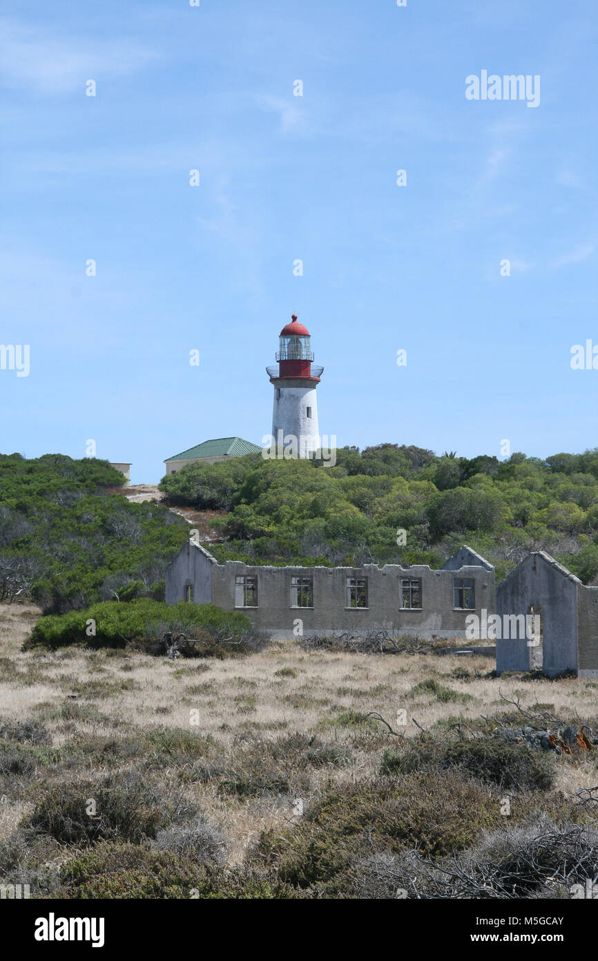Lighthouse on top of Minto Hill, Robben Island, Cape Town, South Africa Stock Photo