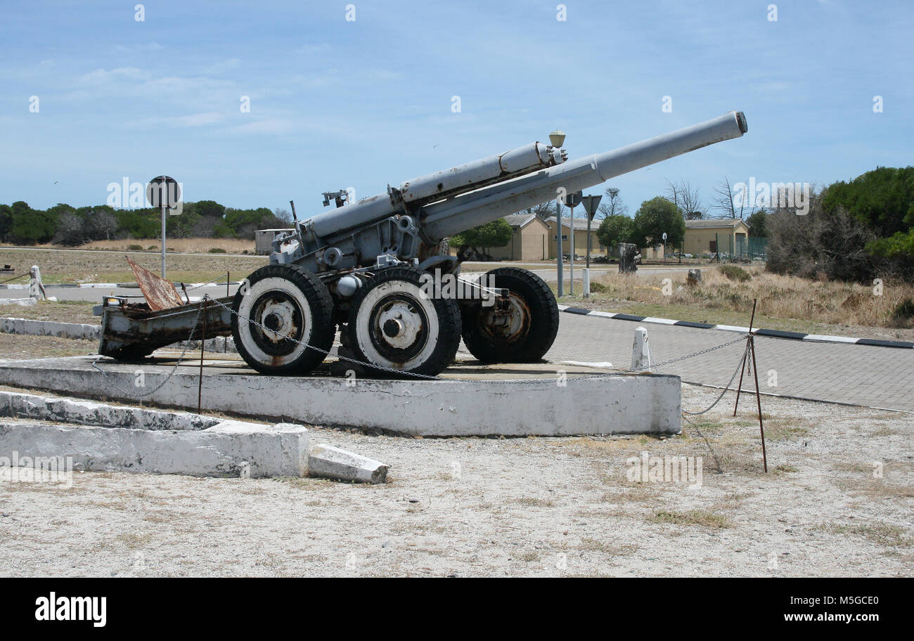 Old artillery cannon on display at Robben Island, Cape Town, South Africa Stock Photo