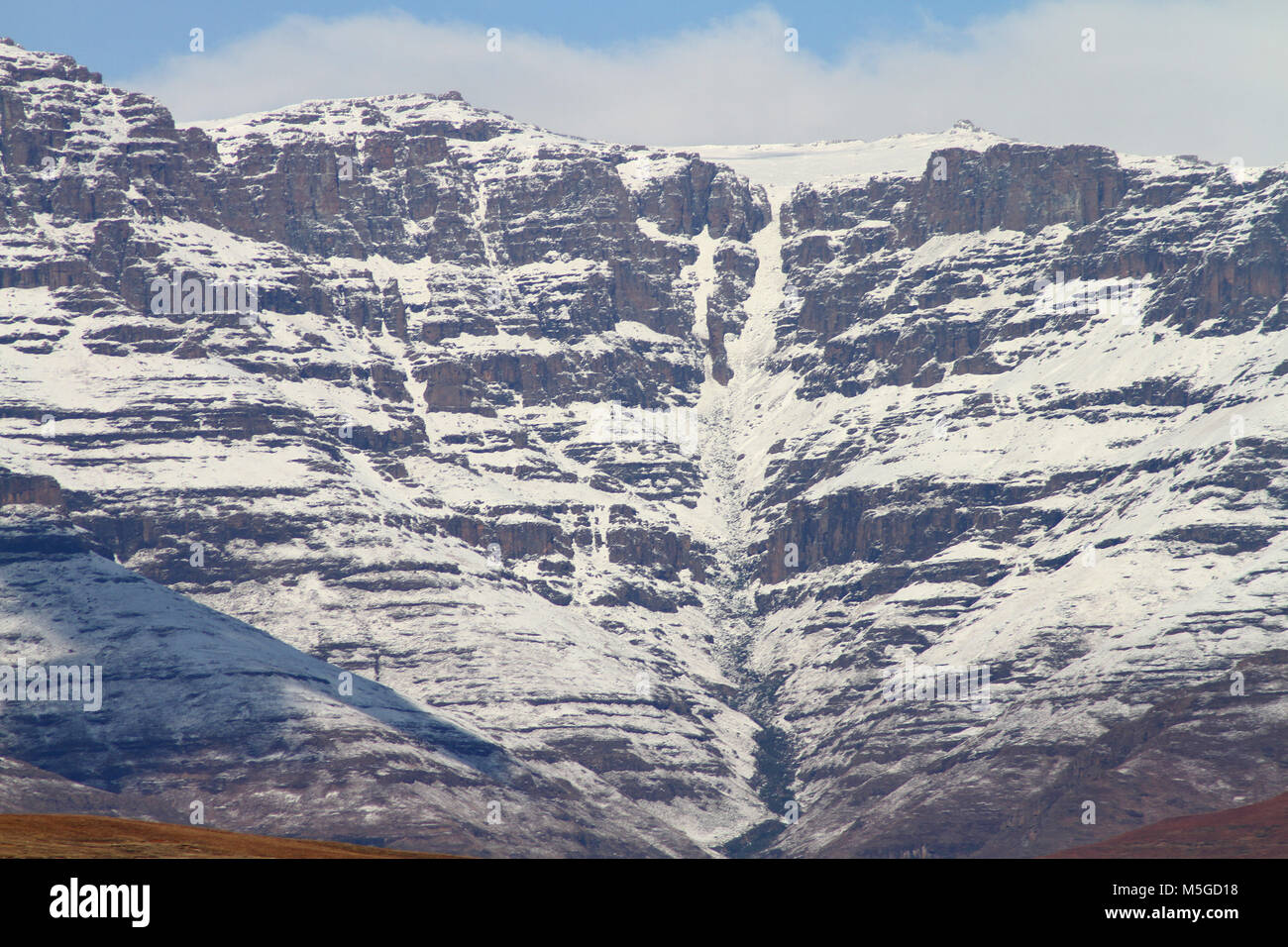 Drakensberg Mountains with snow, South Africa Stock Photo