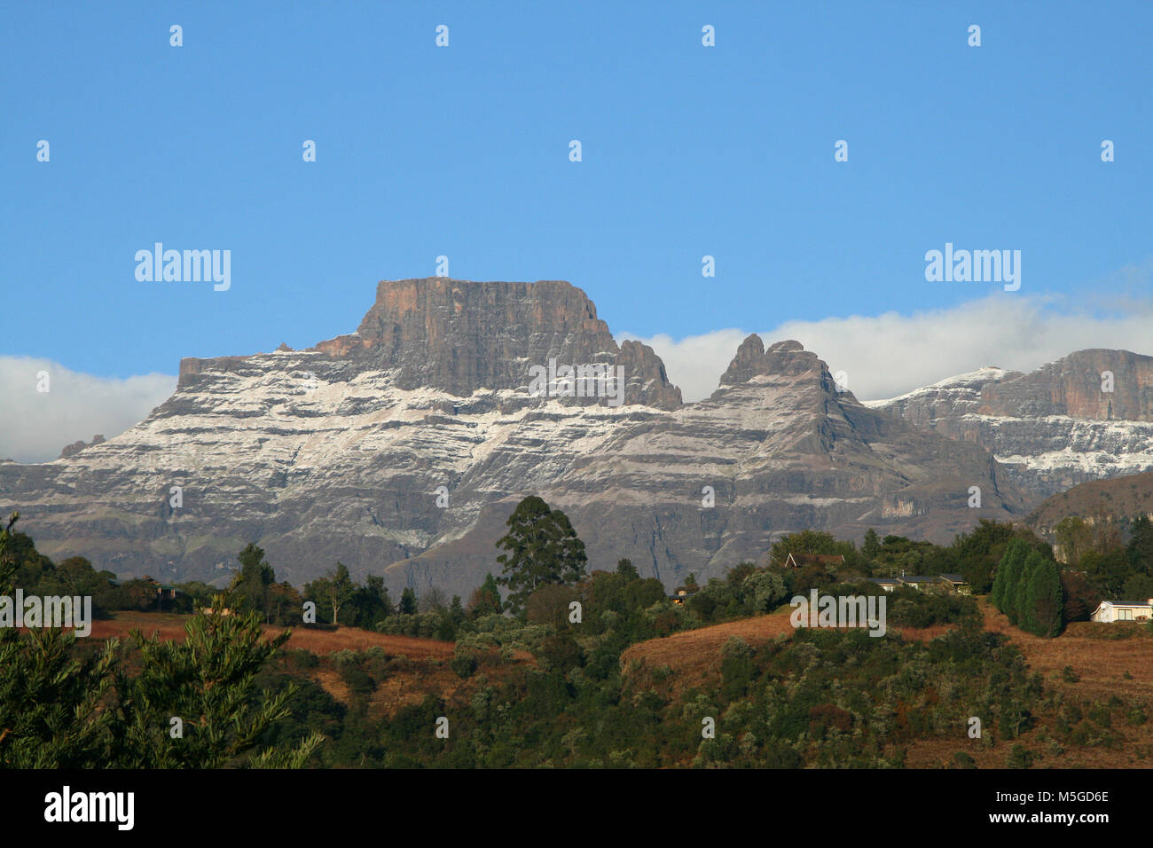 Drakensberg Mountains with snow, South Africa Stock Photo