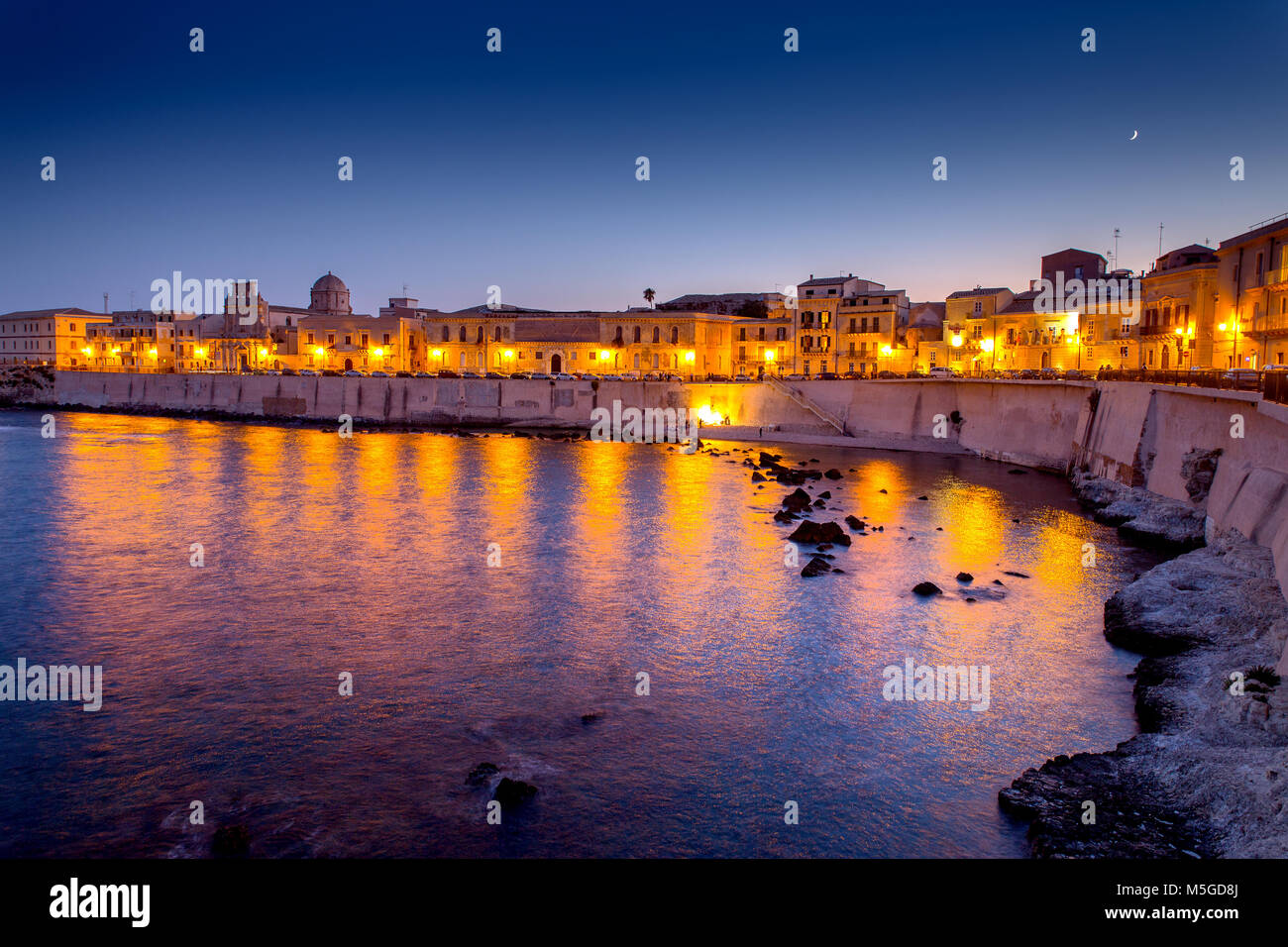 Night in syracuse sicily italy europe travel destination stock photo