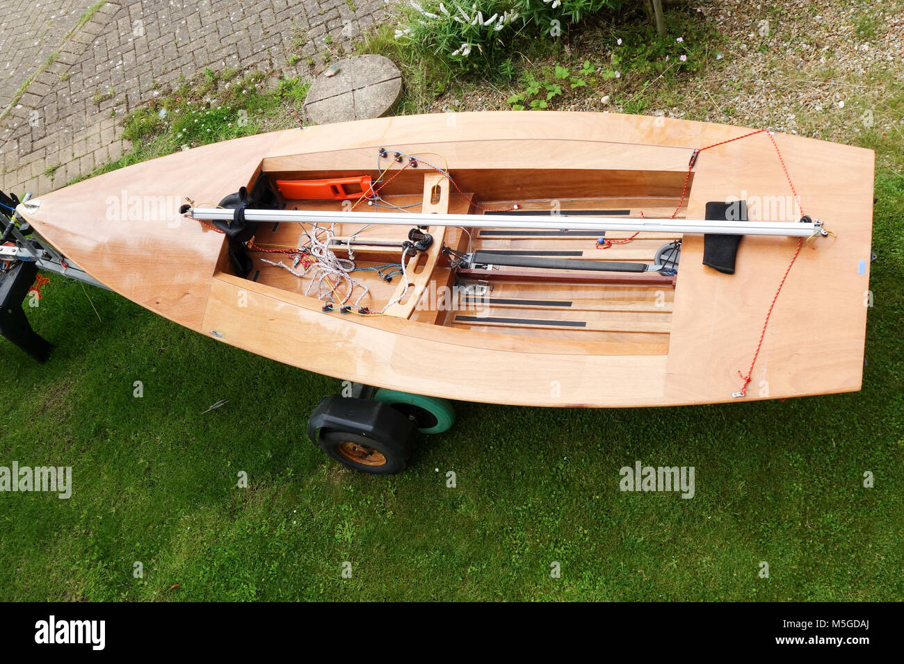 Streaker class sailing dinghy on trailer Stock Photo Alamy