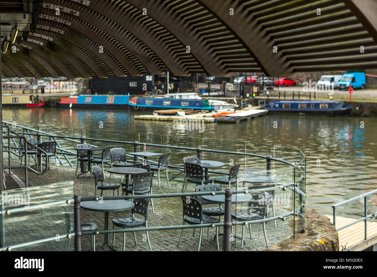 Outdoor seating at The Riverstation bar and restaurant, The Grove