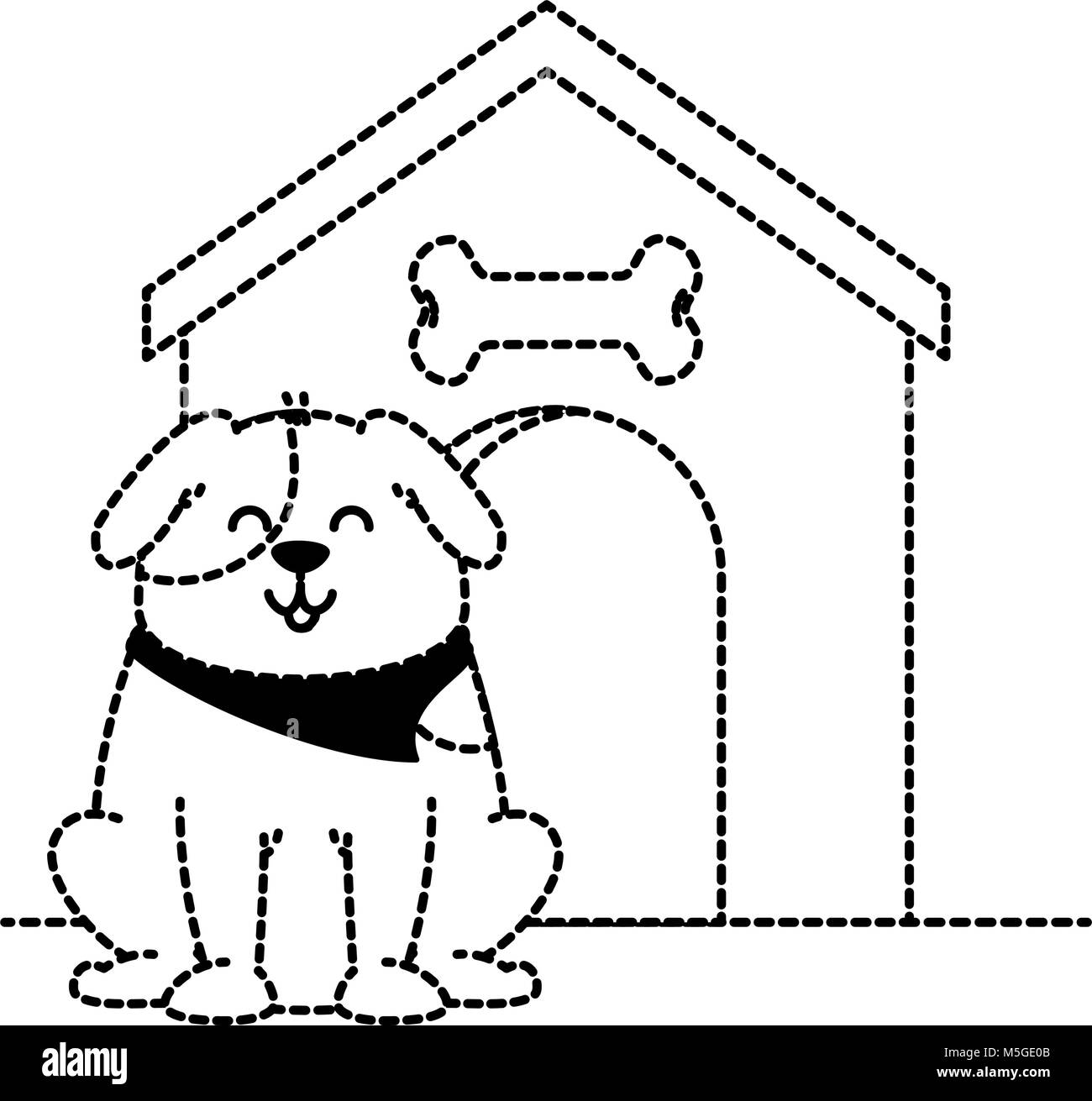 cute dog mascot with wooden house Stock Vector Image & Art - Alamy