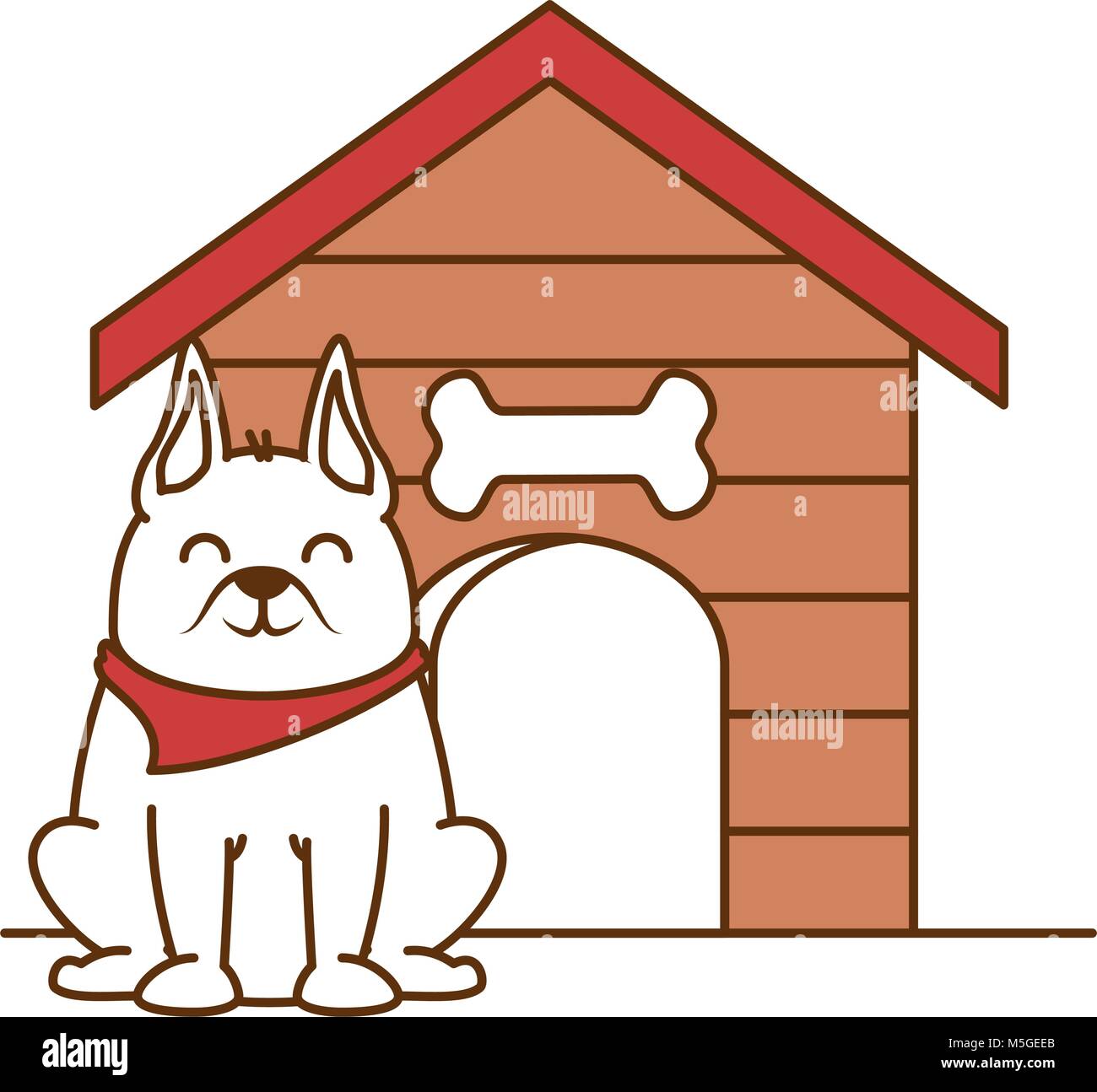 cute dog mascot with wooden house Stock Vector Image & Art - Alamy