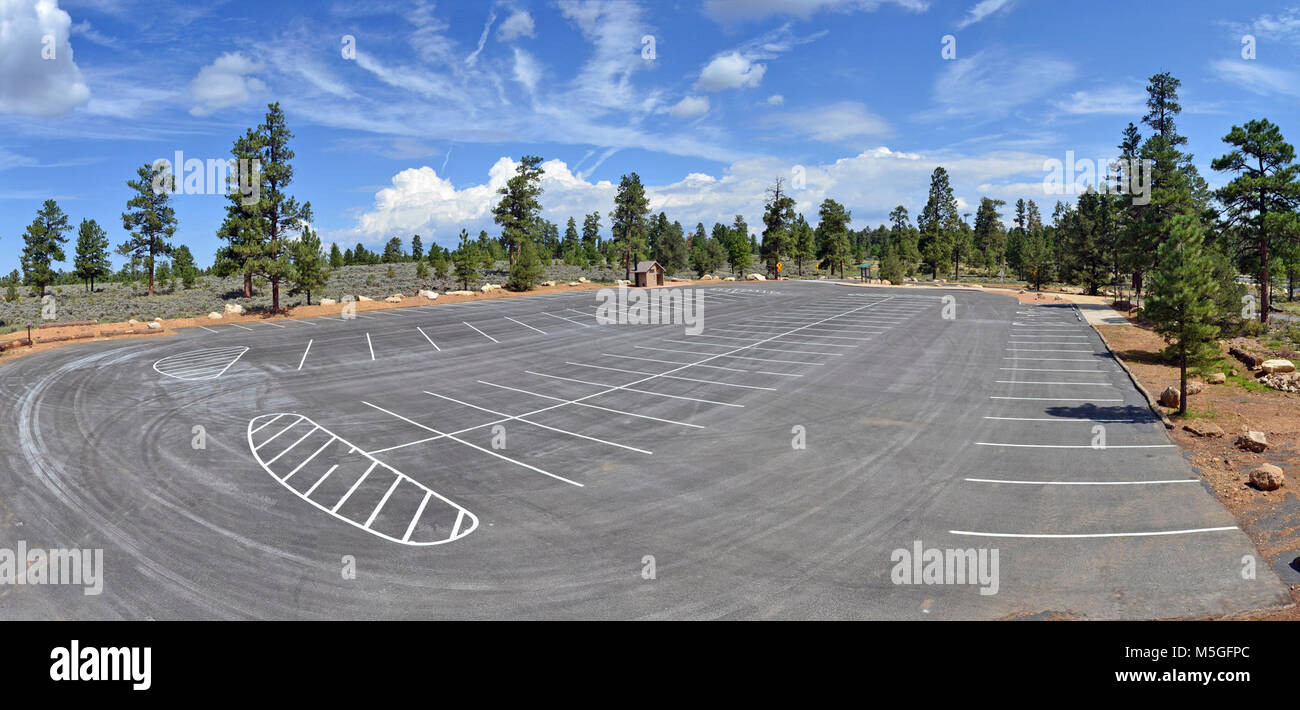 Grand Canyon National Park Tusayan Parking Area   During the month of September, 2012, a parking area opened just north of the gateway community of Tusayan, Arizona on Kaibab National Forest land. The parking area's 100 new spaces serve as parking for the new Tusayan Greenway; additional parking for the seasonal, park-and-ride Tusayan shuttle; and as a trailhead for the Arizona Trail which stretches more than 800 miles from Mexico to the Utah border and shares 6.2 miles of the Tusayan Greenway. Stock Photo
