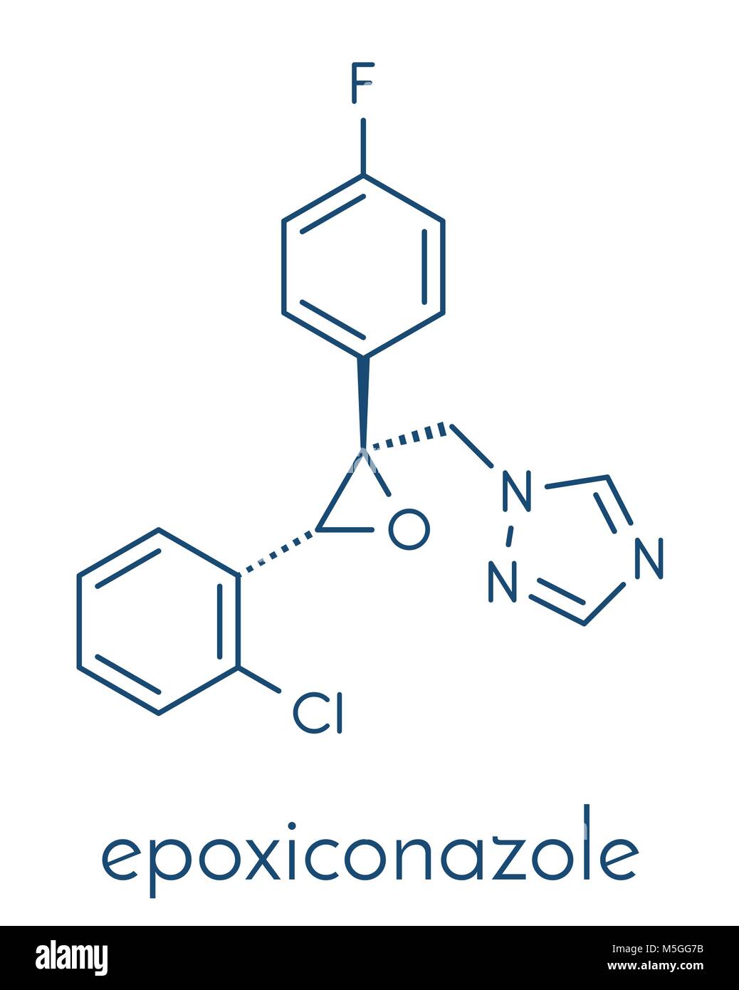 Epoxiconazole pesticide molecule. Skeletal formula. Stock Vector