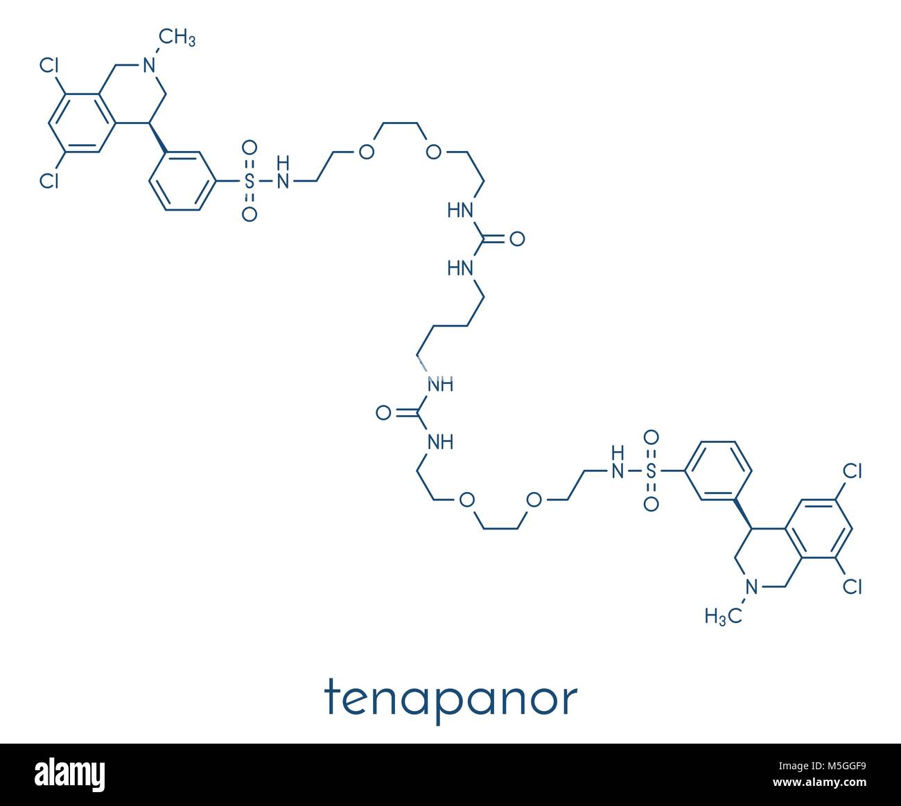 Tenapanor drug molecule. Skeletal formula. Stock Vector
