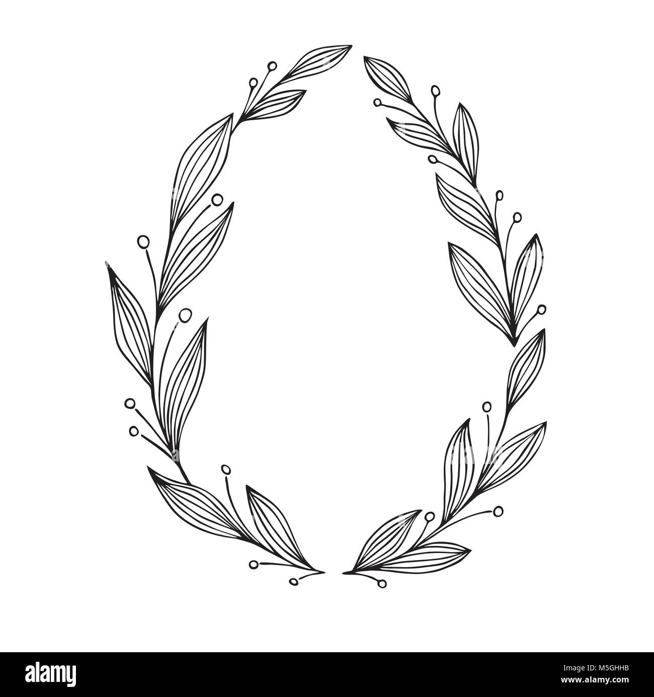 Hand drawn vector illustration. Vintage decorative laurel wreath. Perfect for invitations, greeting cards, quotes, blogs, posters. Stock Vector