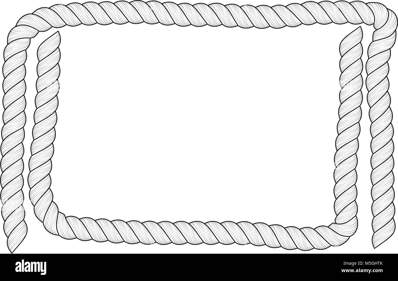 Frame created of white ropes for text are isolated on white background. Stock Vector