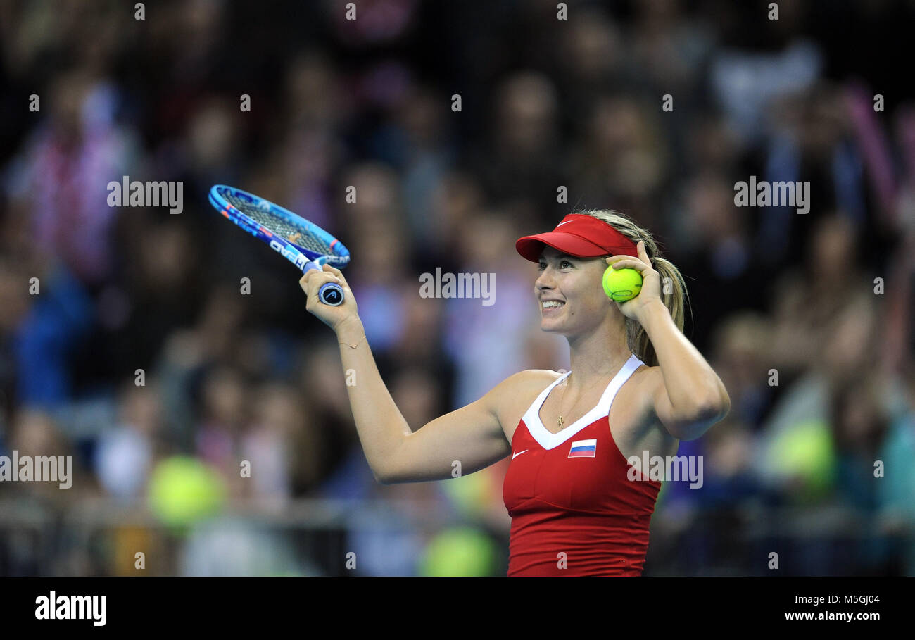 KRAKOW, POLAND - FEBRUARY, 7, 2015: Maria Sharapova during tennis cup Fed  Cup Poland Russia Stock Photo - Alamy