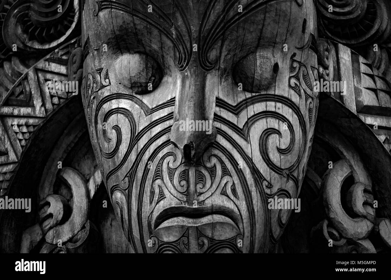 maori wood carving Stock Photo