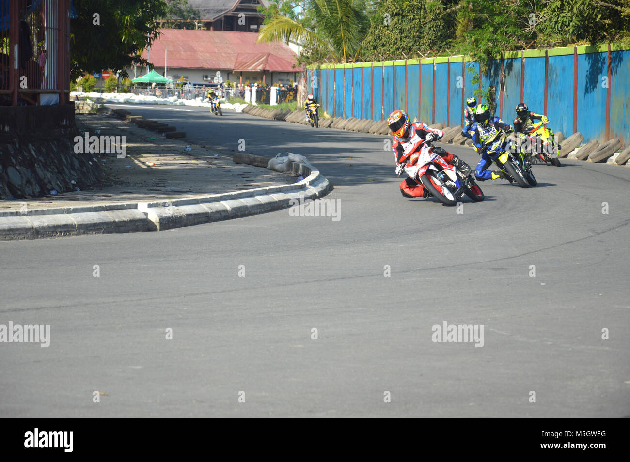 TARAKAN, INDONESIA. 20th May 2017. Motoprix national championship oin the non-permanent circuit Datu Adil Tarakan Stadium Stock Photo