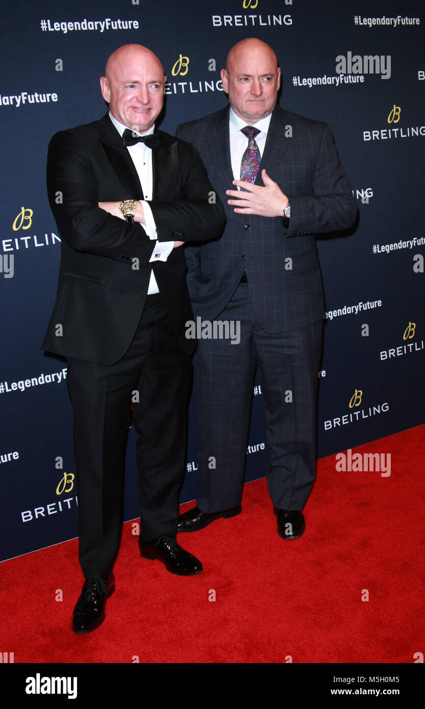 NEW YORK, NY February 22, 2018: Mark Kelly, Georges Kern, Scott Kelly, attend Breitling Celebrates the North American Stopover of its Global Roadshow at The Duggal Greenhouse in Brooklyn New York. February 22, 2018. Credit:RW/MediaPunch Stock Photo