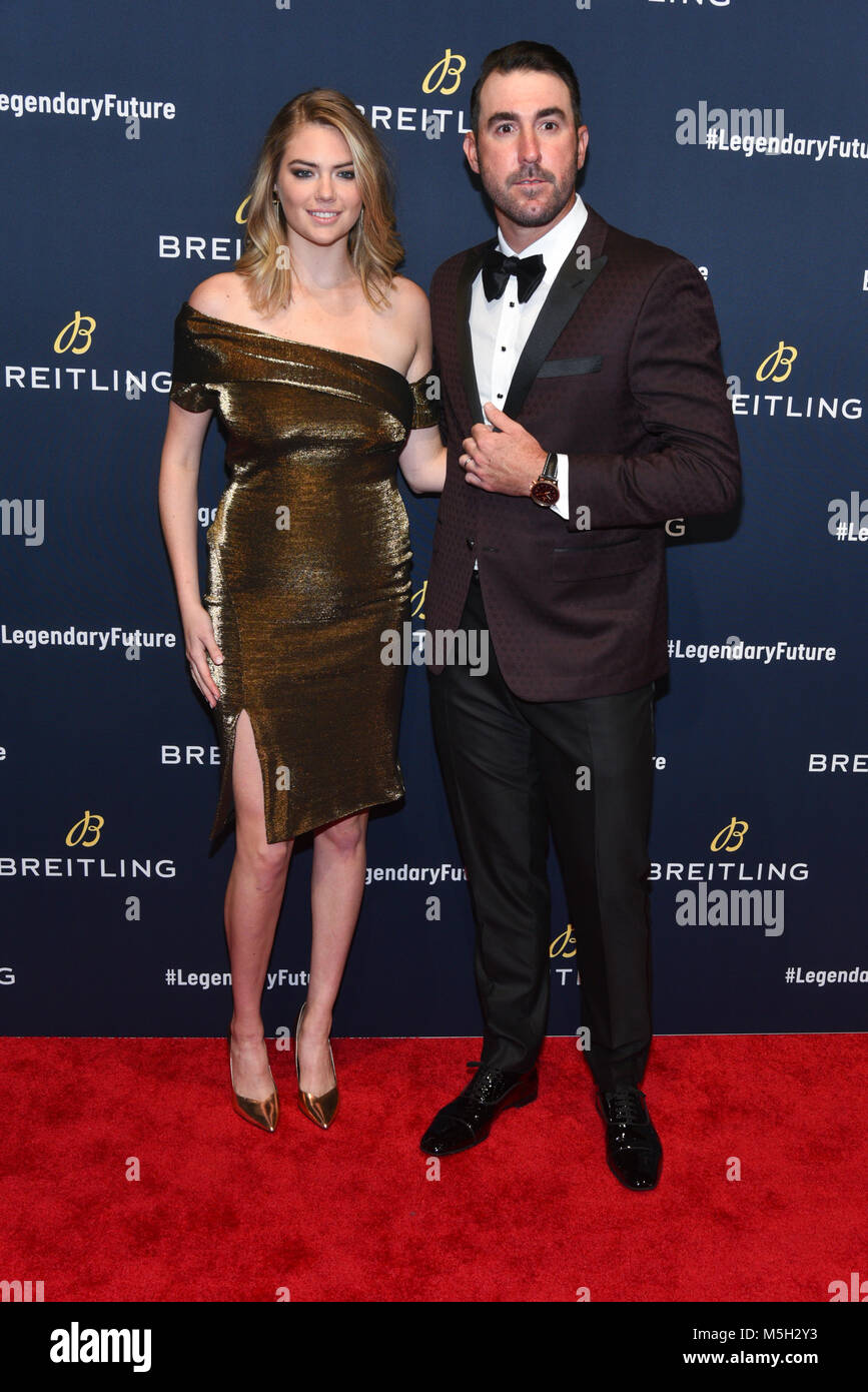 New York, USA. 22nd Feb, 2018. Kate Upton and Justin Verlander on the red carpet at the Brietling '#LEGENDARYFUTURE' Roadshow 2018 New York on February 22, 2018. Credit: Erik Pendzich/Alamy Live News Stock Photo