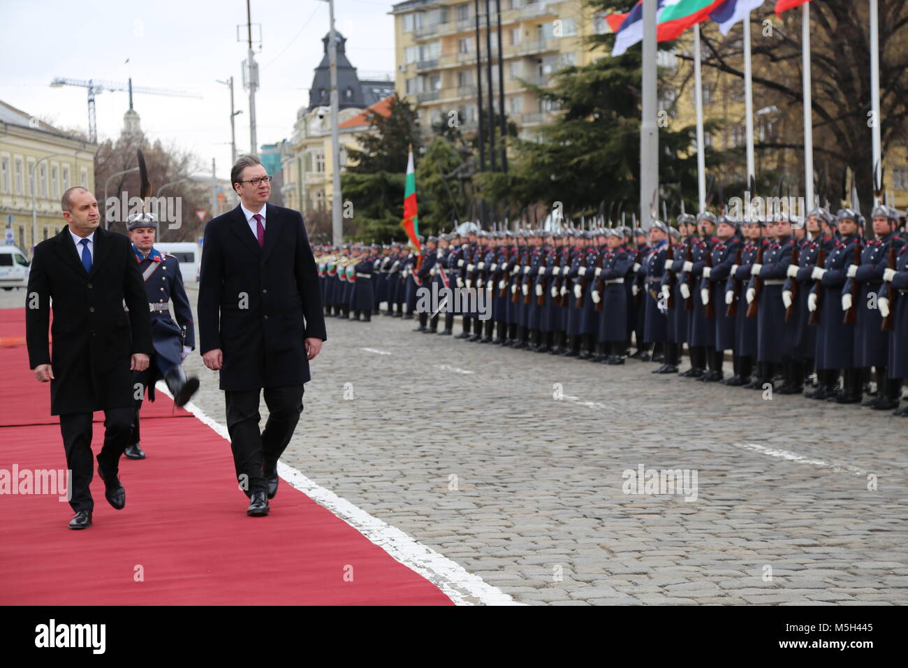 Sofia, Bulgaria. 23rd Feb, 2018. Bulgarian President Rumen Radev (L ...