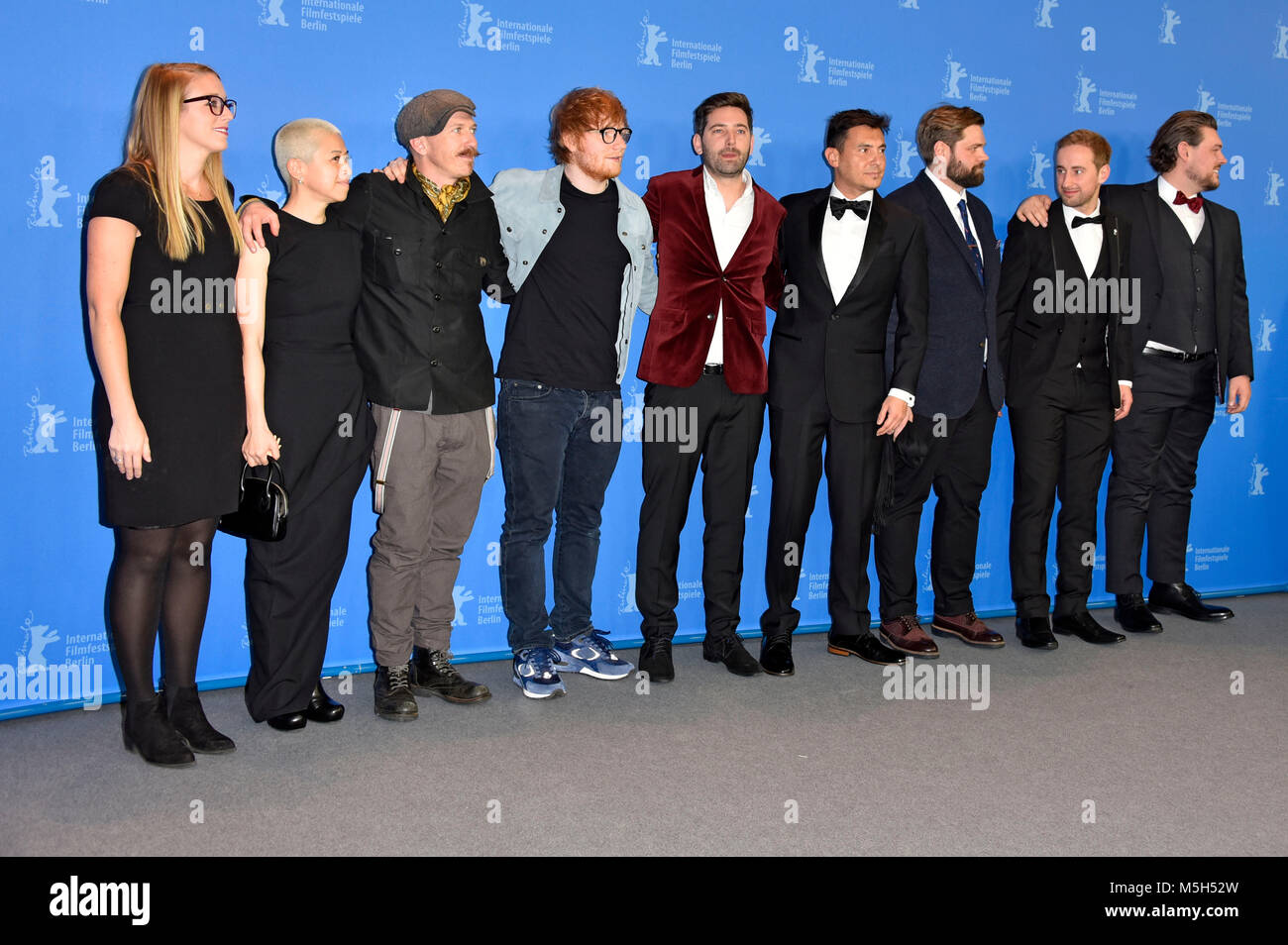 Maleri Sevier, Kimmie Kim, Foy Vance, Ed Sheeran, Murray Cummings, Alejandro Reyes-Knight, Ben Wainwright-Pearce, Billy Cummings and William Bean during the 'Songwriter' photocall at the 68th Berlin International Film Festival / Berlinale 2018 on February 23, 2018 in Berlin, Germany. Stock Photo