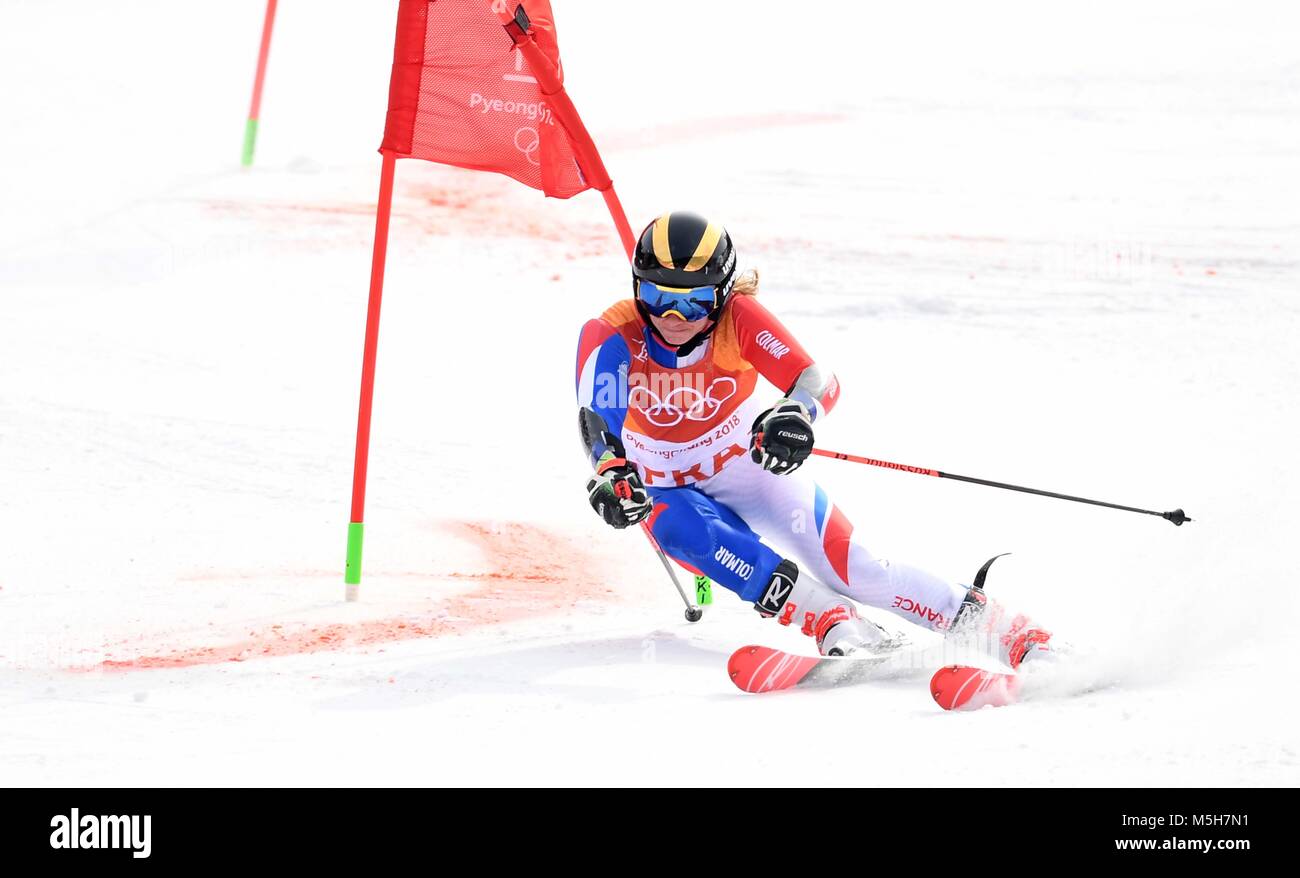 Pyeongchang, South Korea. 24th February, 2018. Adeline Baud Mugnier (FRA). Alpine team event skiing. Yongpyong alpine centre. Alpensia. Pyeongchang2018 winter Olympics. Republic of Korea. 24/02/2018. Credit: Sport In Pictures/Alamy Live News Stock Photo