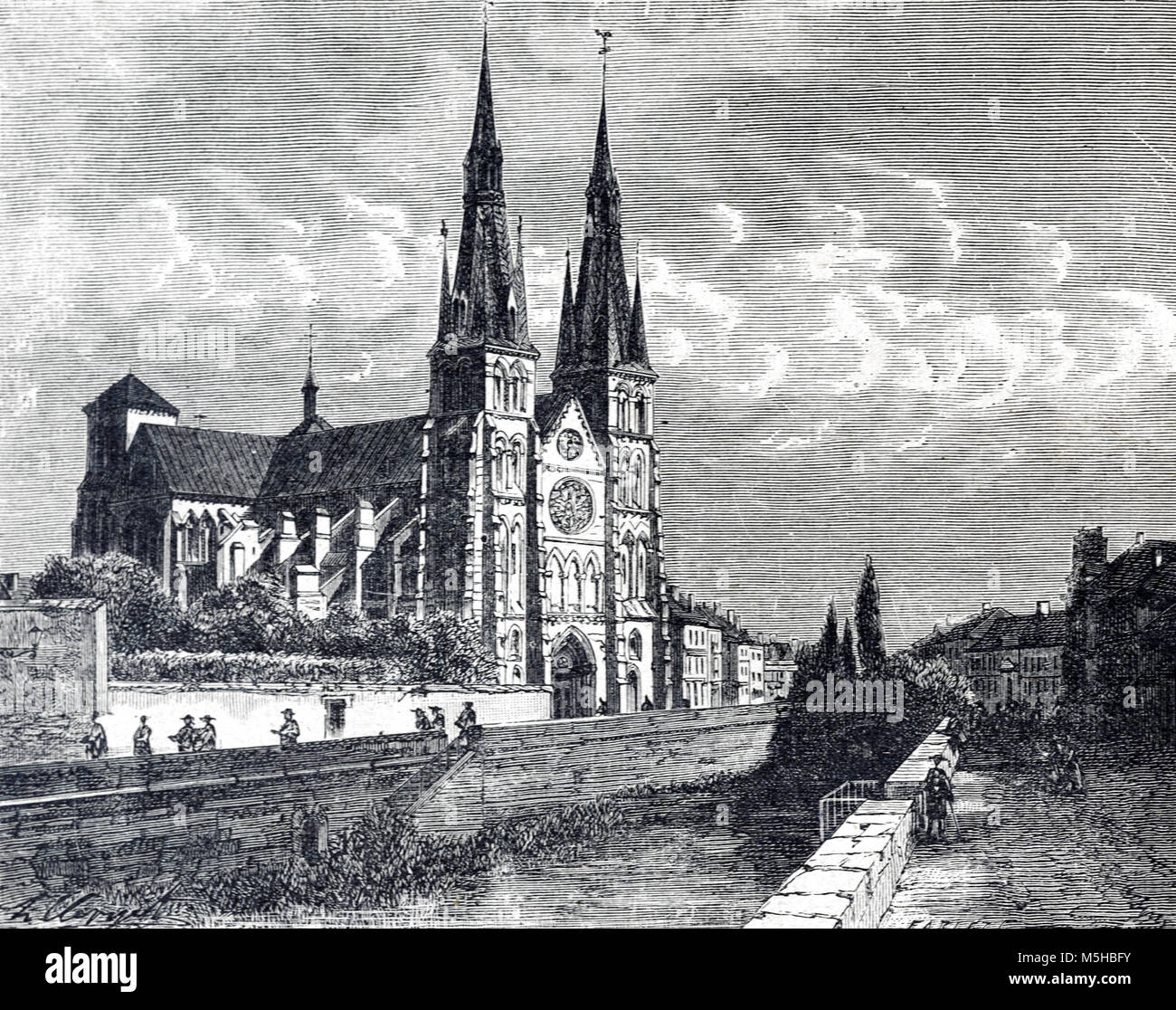 Saint Etienne's Cathedral, Châlons-en-Champagne, Marne, northeastern France (Engraving, 1889) Stock Photo