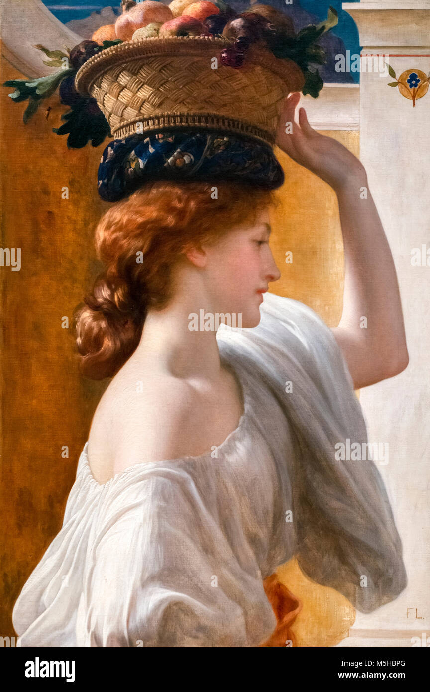 A Girl with a Basket of Fruit (Eucharis) by Frederic Leighton (1830-1896), oil on canvas, 1863 Stock Photo