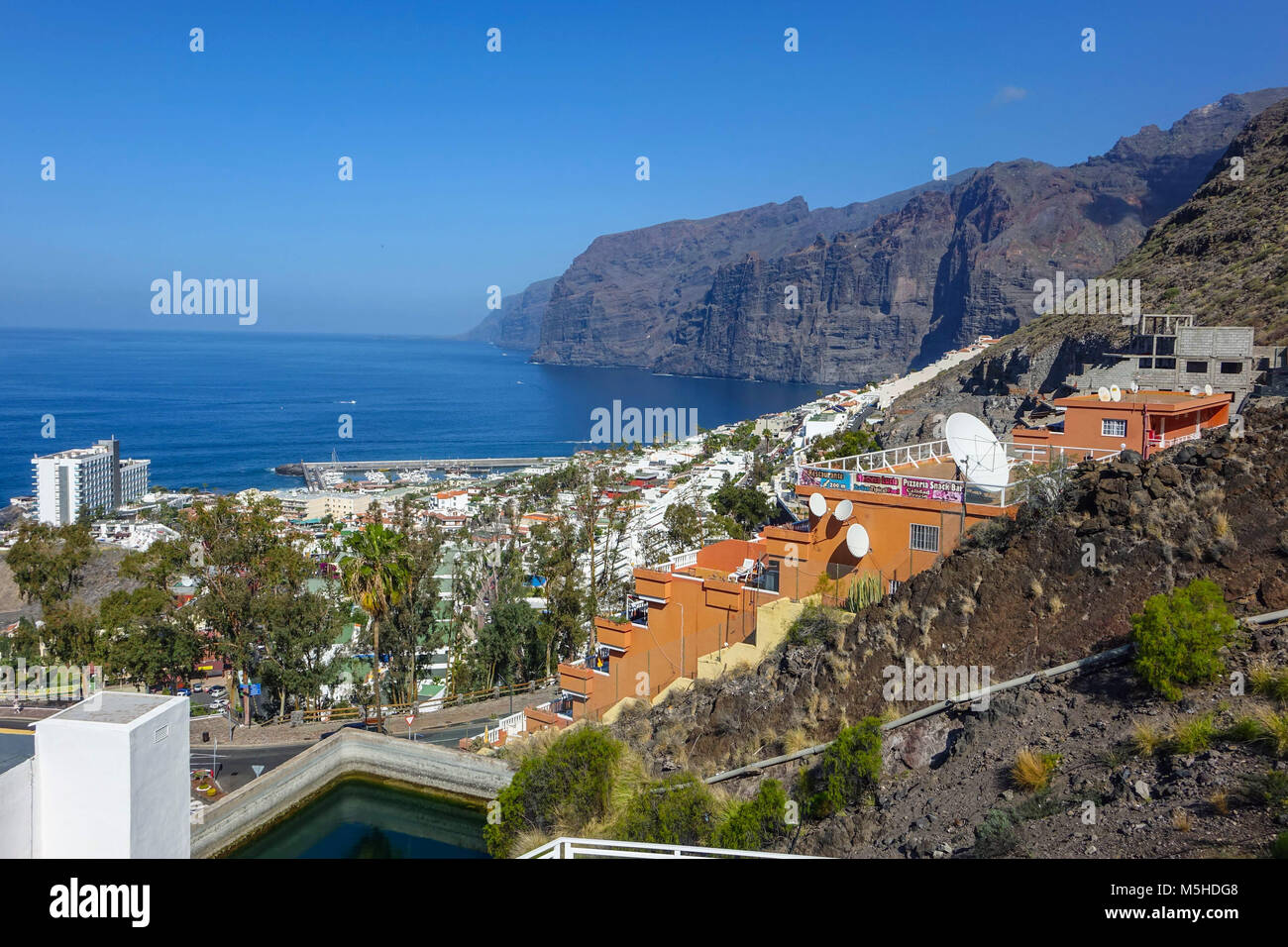 Los Gigantes resort seen from approach road, Tenerife, Spain Stock Photo