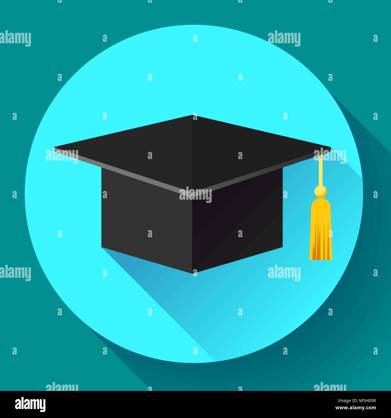 Graduation cap icon. Flat design style. Stock Vector