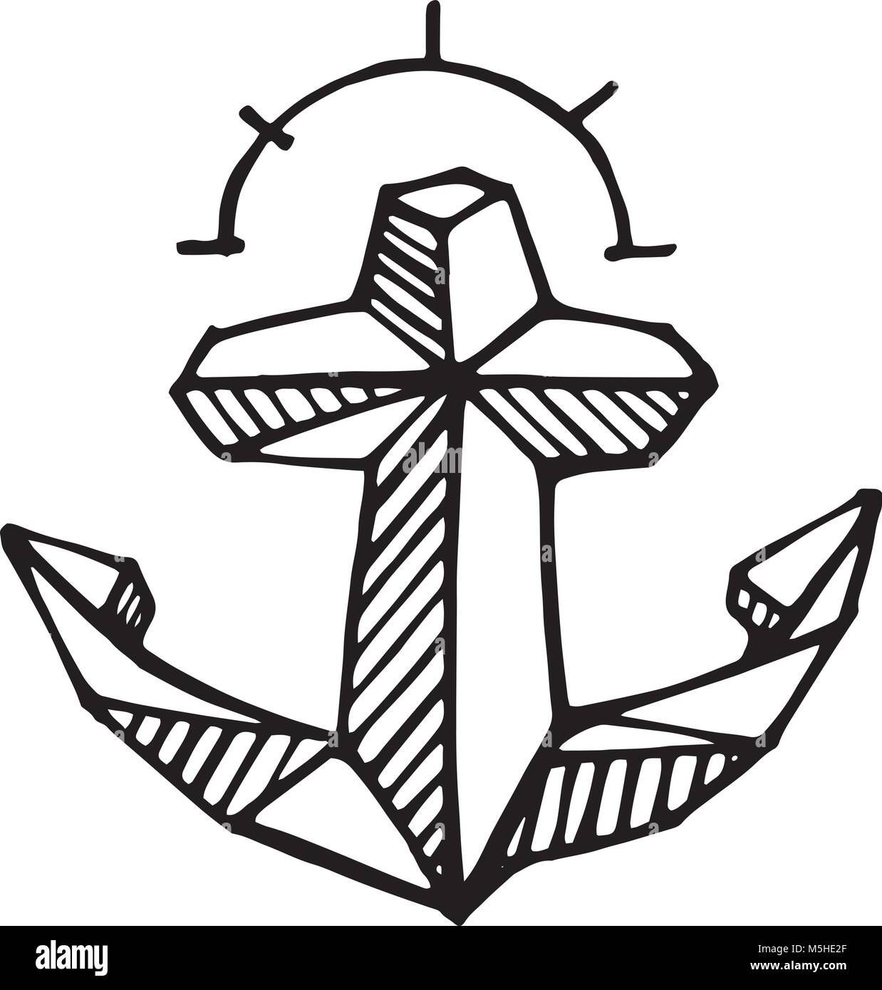 Hand drawn vector ink illustration or drawing of an anchor symbol Stock Vector Image & Art Alamy