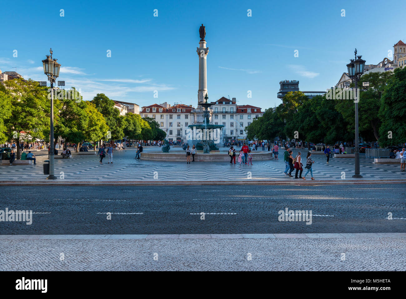 Lisbon, Portugal - October 22, 2017: View of the Rossio Square in the pombaline downtown of the city of Lisbon, Portugal Stock Photo