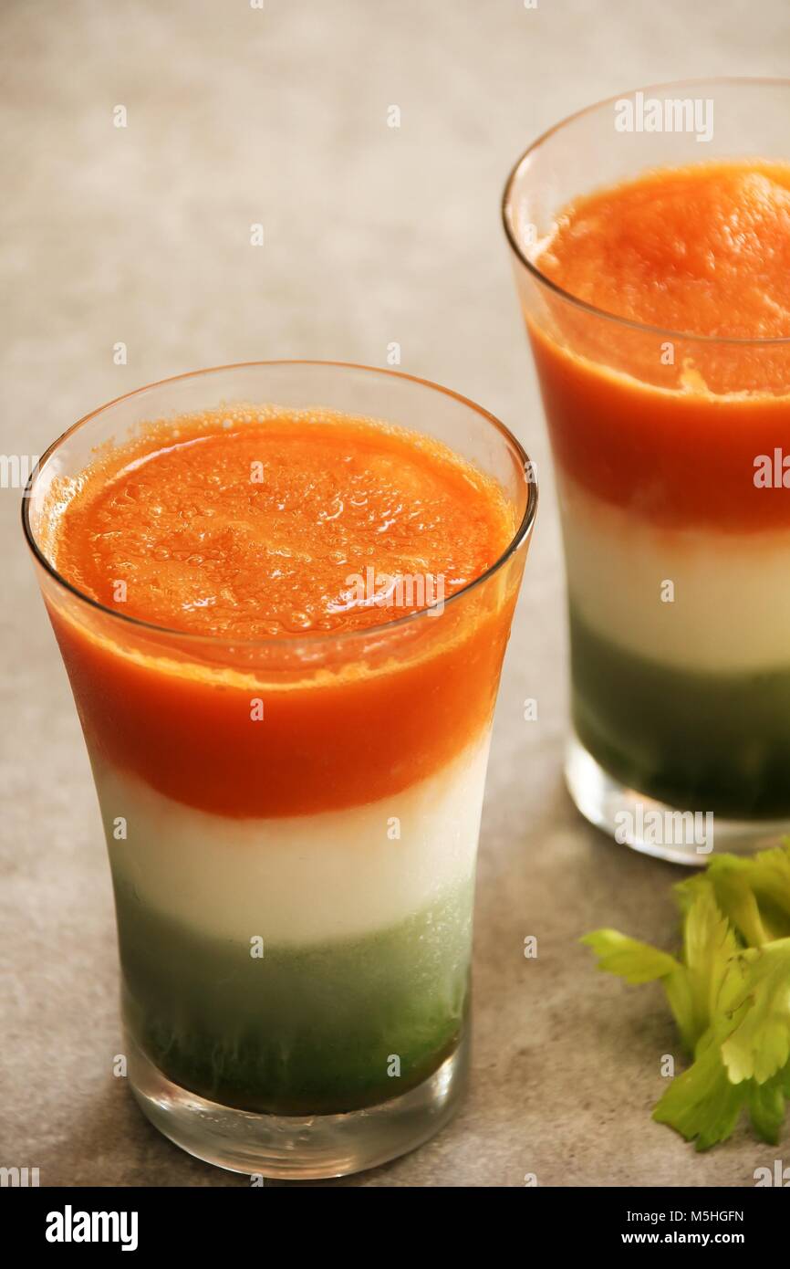 Tri Color Vegetable juice in Indian flag colors / Republic Stock ...