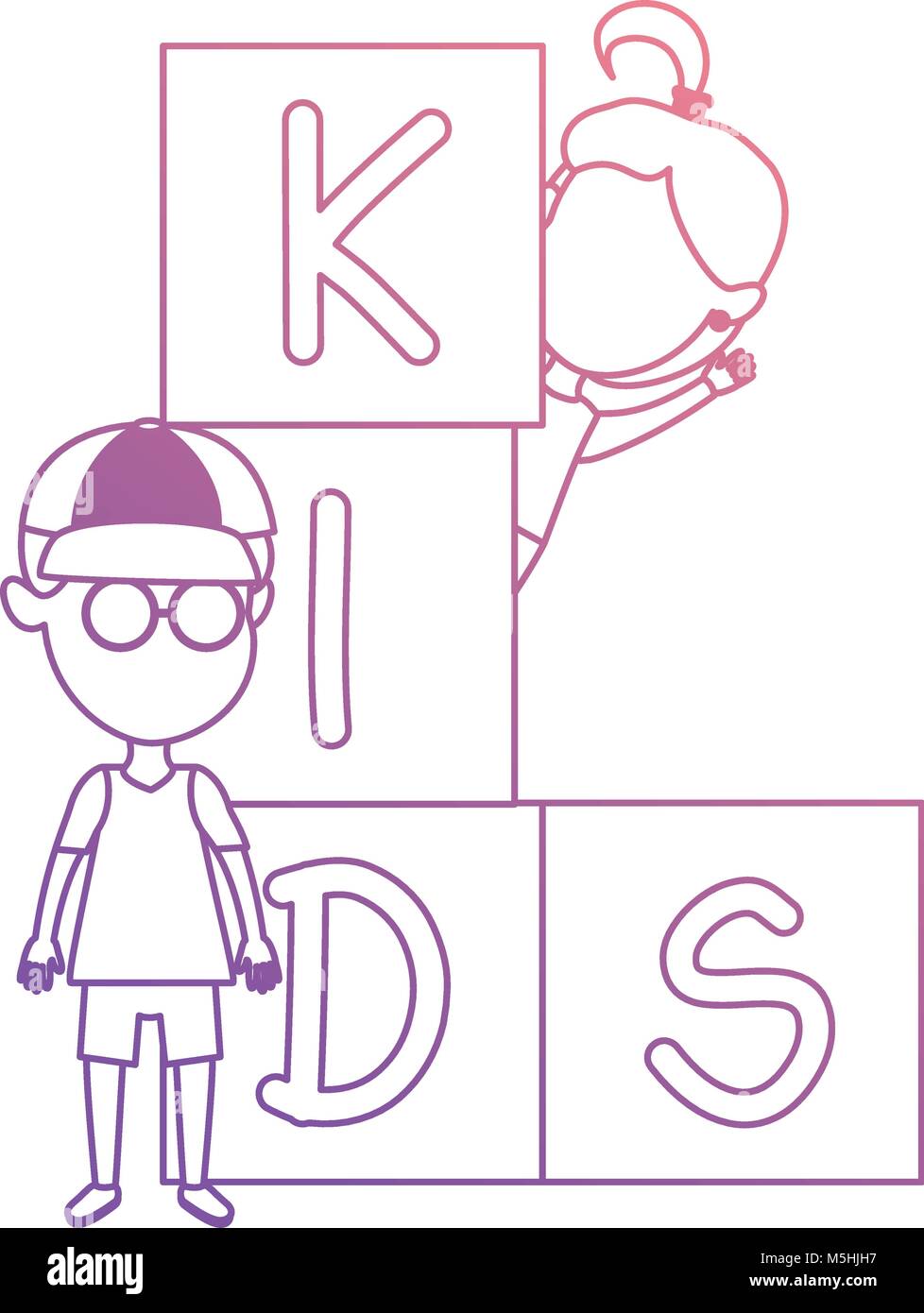 kids with blocks characters vector illustration design Stock Vector