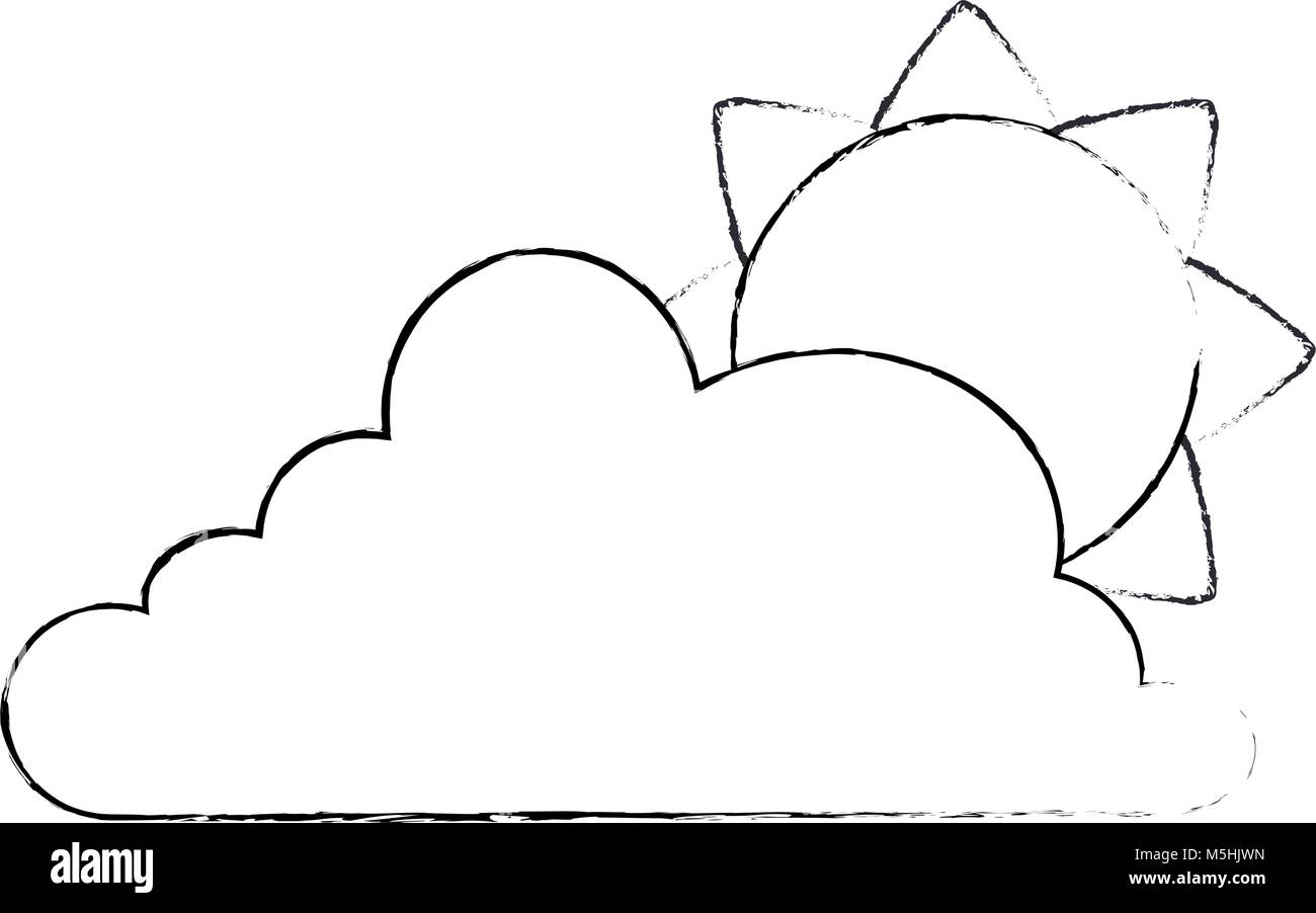 cloud weather with sun vector illustration design Stock Vector Image ...