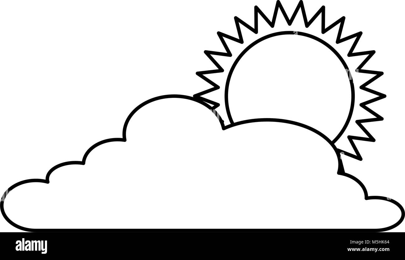 cloud weather with sun vector illustration design Stock Vector Image ...