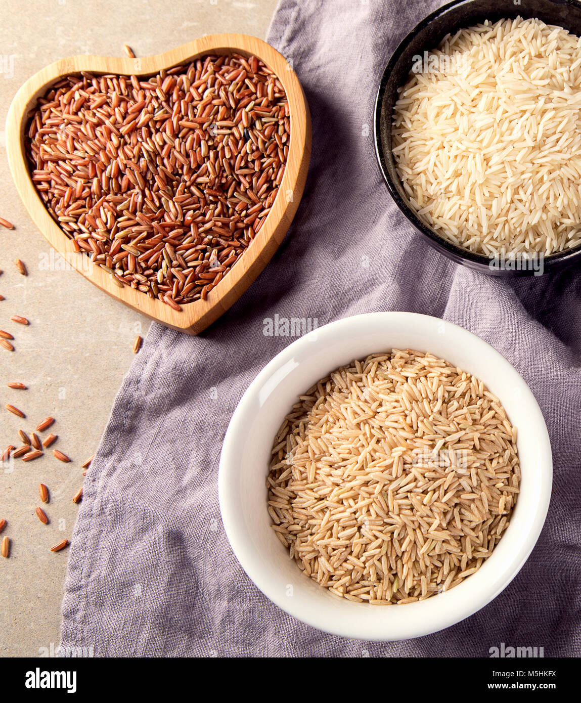 Different kinds of rice grains. Top view Stock Photo Alamy