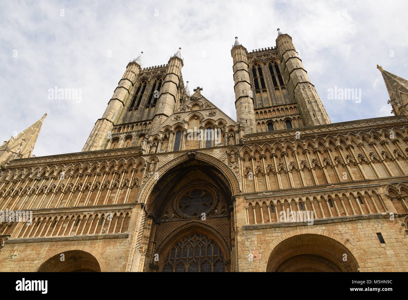 Lincoln Cathedral. The Western Face. Stock Photo