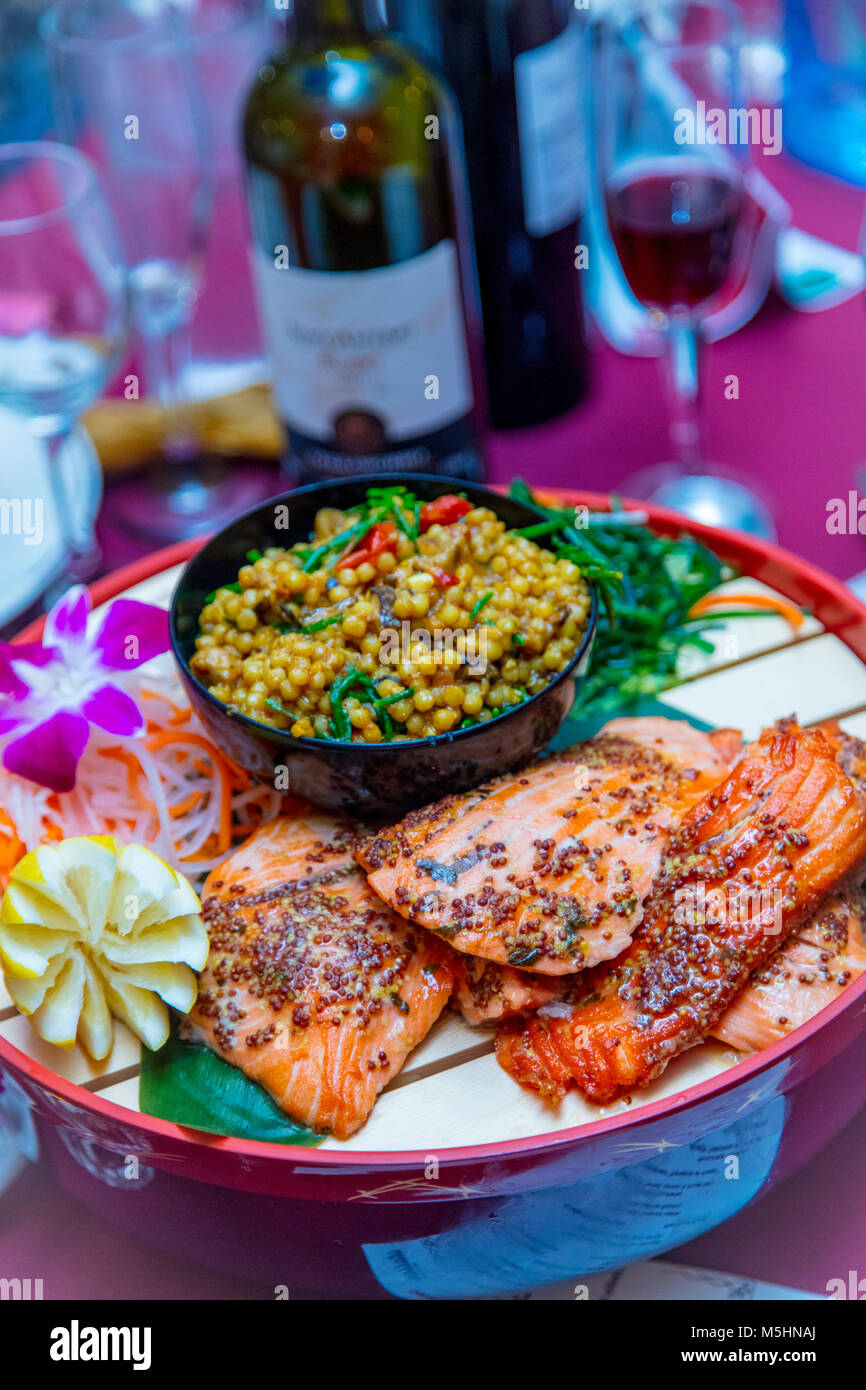 Salmon, couscous, Stock Photo