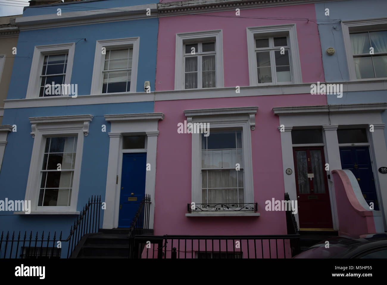 Colourful painted houses in Portobello Road London Stock Photo Alamy