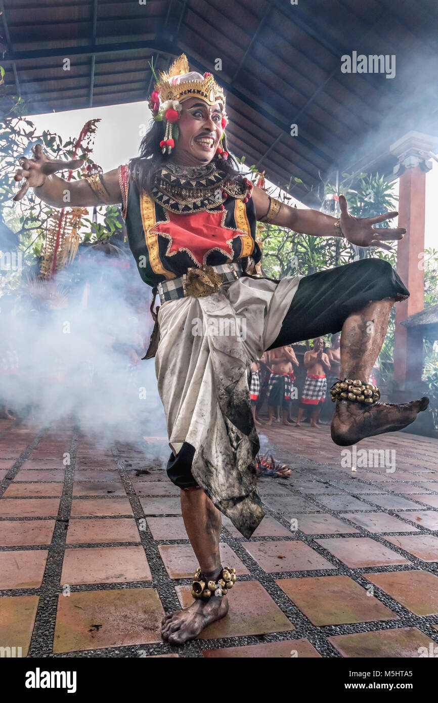 The fire dancer 2, Kecak Fire Dance, Ubud, Bali Stock Photo