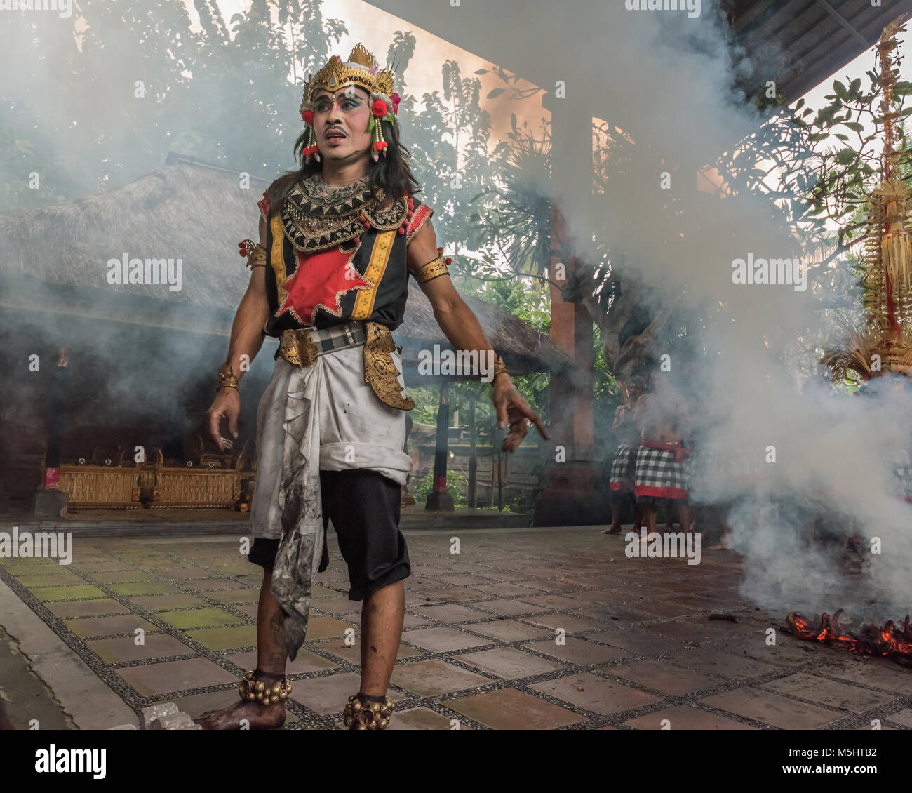 The fire dancer, Kecak Fire Dance, Ubud, Bali Stock Photo