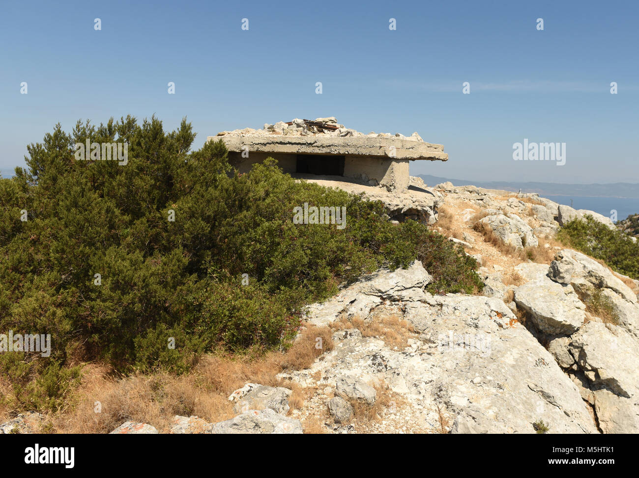 Abandoned military facility on the island Lastovo, Croatia. Yugoslav People's Army was stationed here because Lastovo was one of its main military bas Stock Photo