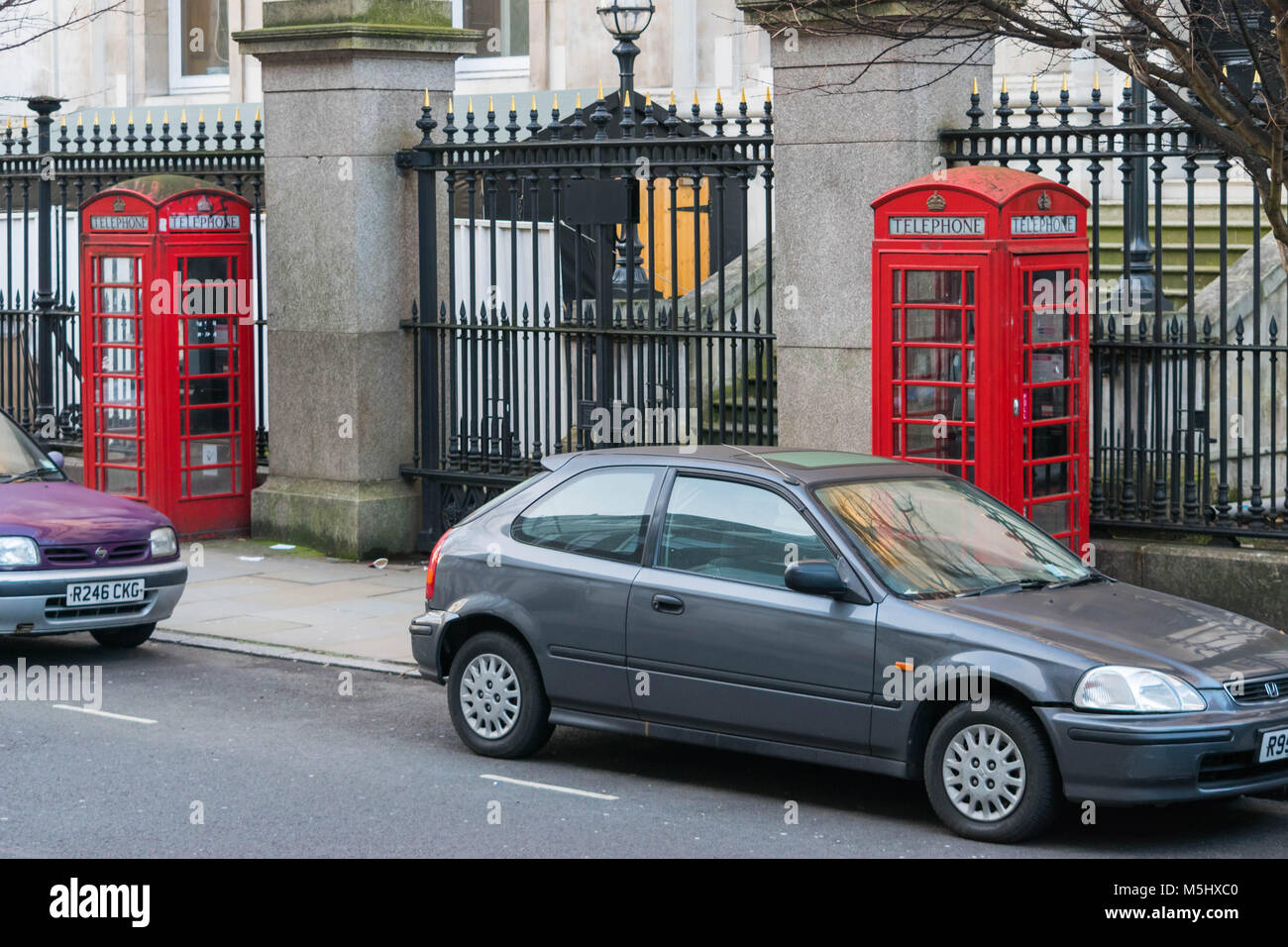 London, United Kingdom, February 17, 2018: Traditional London Red Telephone box Stock Photo