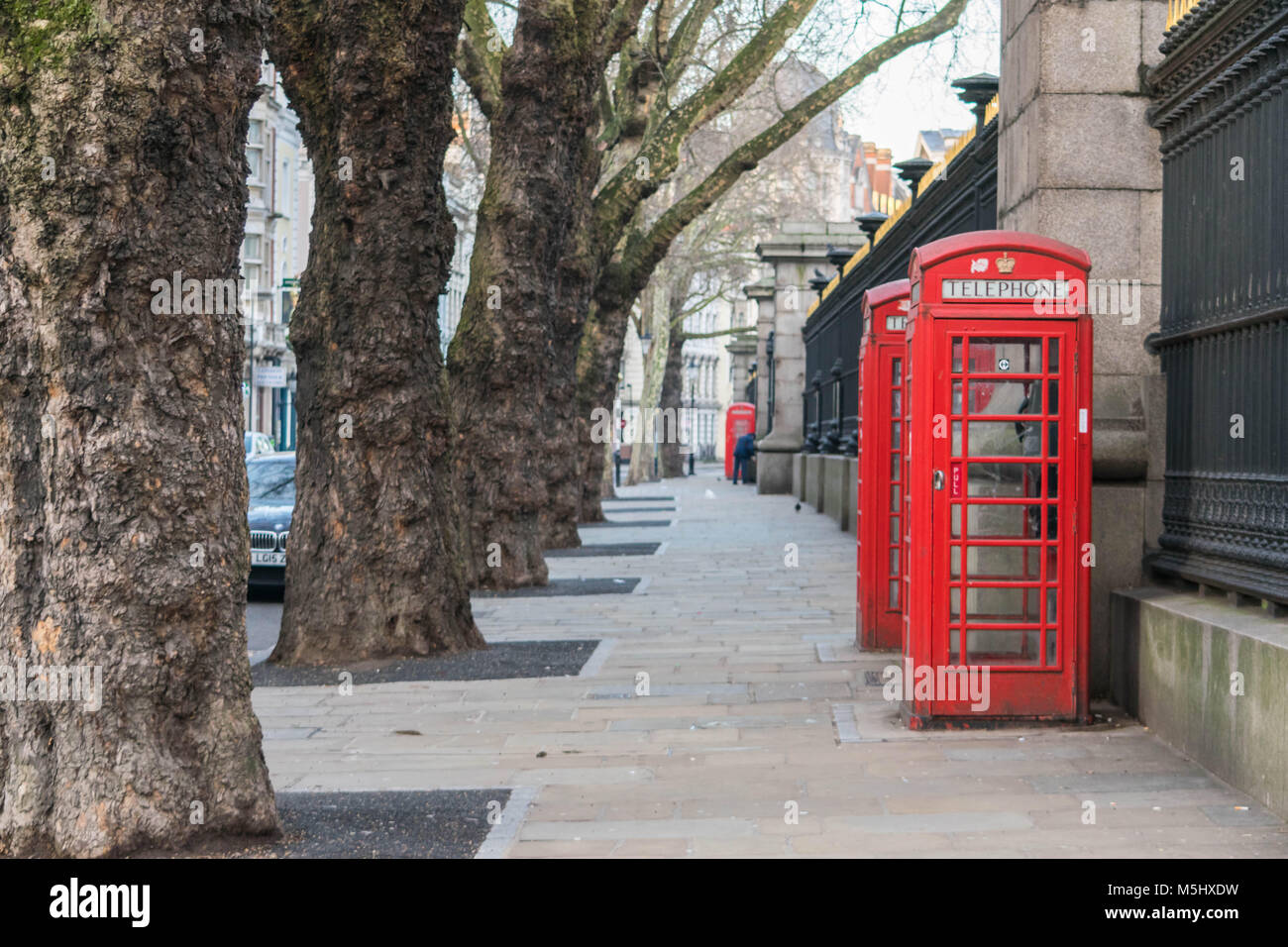 London, United Kingdom, February 17, 2018: Traditional London Red Telephone box Stock Photo