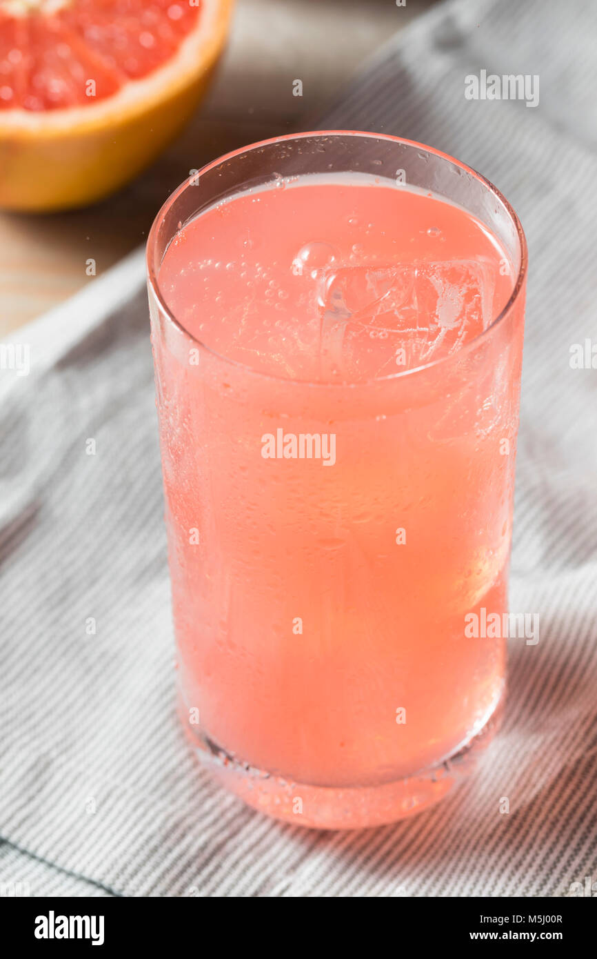 Healthy Fresh Grapefruit Flavored Sparkling Water with Ice Stock Photo