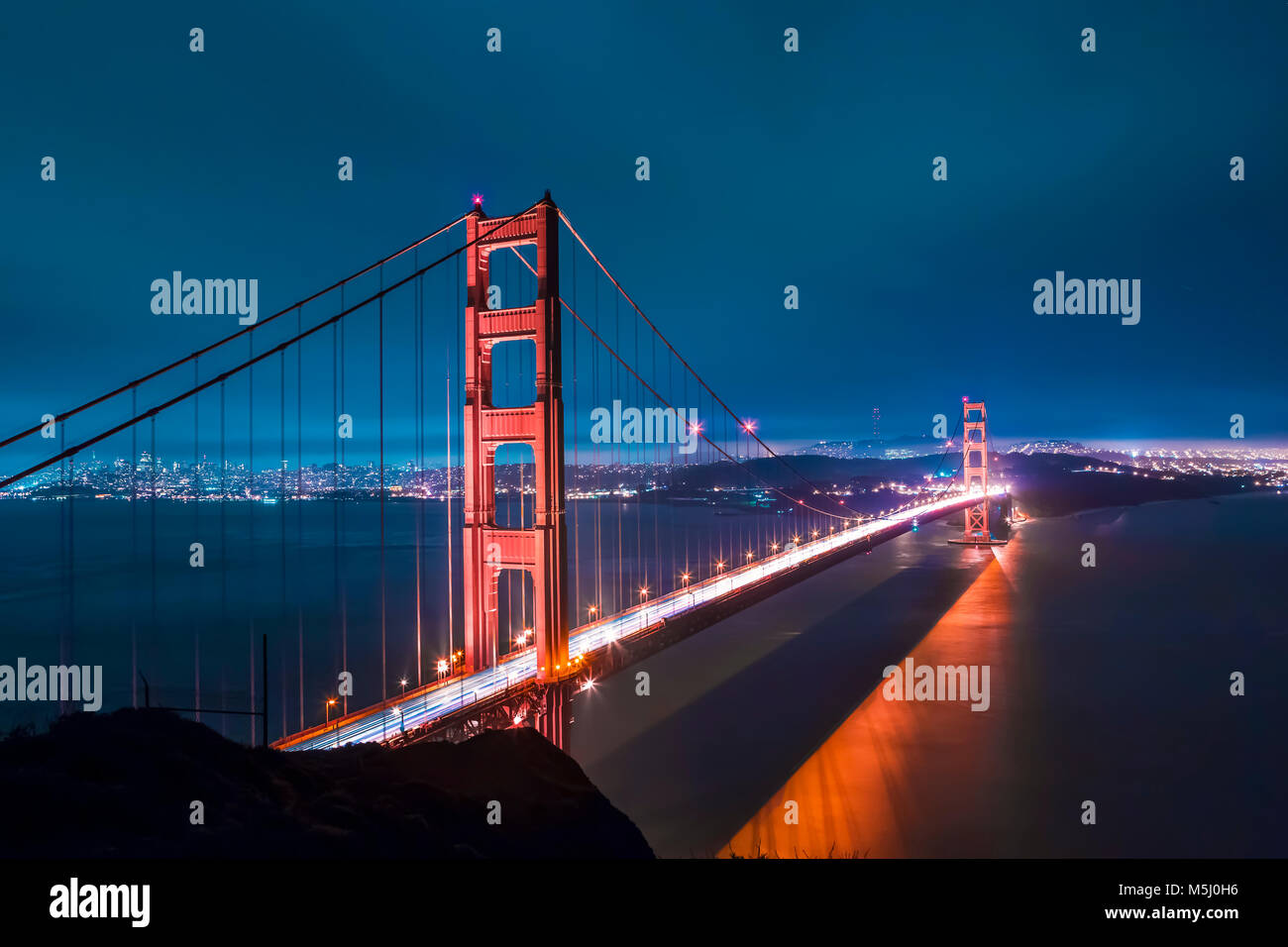 USA, California, San Francisco, Golden Gate Bridge at night Stock Photo