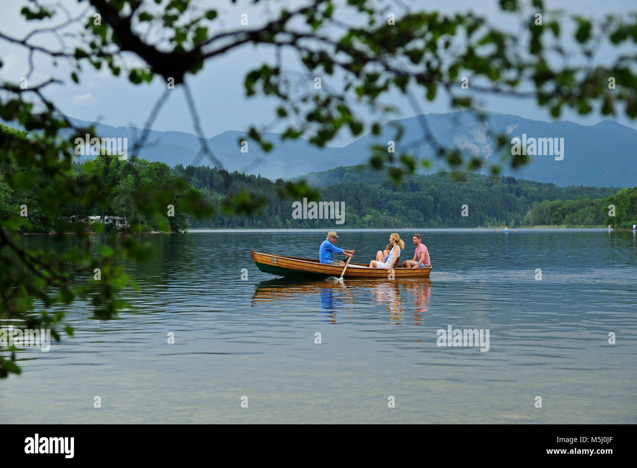 Germany, Bavaria, Murnau, family in rowing boat Stock Photo