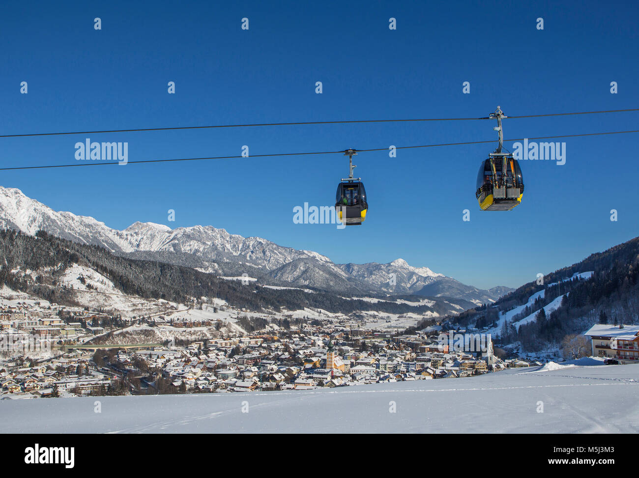 Austria, Styria, Liezen District, Schladming, Planai West cable car Stock Photo