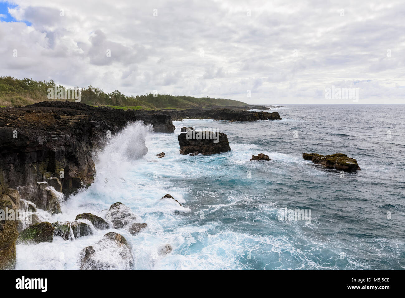 Mauritius, South Coast, Indian Ocean, Coast at Pont Naturel Stock Photo